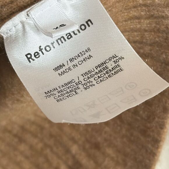 REFORMATION Brown Cashmere Polo Cropped Sweater size XS cozy soft prep - Picture 6 of 11